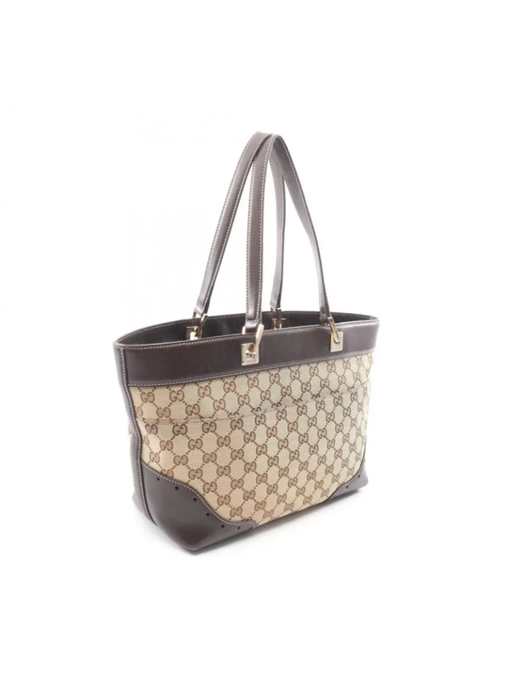 Gucci Tote GG Canvas Beige Dark Brown Horsebit